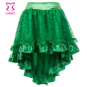 Zelené Kvetinové Tylu Asymetrické Volánikmi Klubu Strany Sexy Sukne Ženy Sukne Plus Veľkosť Steampunk Oblečenie Gotický Viktoriánskej Sukne
