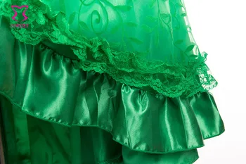 Zelené Kvetinové Tylu Asymetrické Volánikmi Klubu Strany Sexy Sukne Ženy Sukne Plus Veľkosť Steampunk Oblečenie Gotický Viktoriánskej Sukne