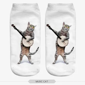 ZHBSLWT 3D Tlač Zvierat Pop Art Mačka Ženy Ponožky Calcetines Bežné Roztomilý Znak Low Cut Členok Ponožky Viac Farieb Harajuku