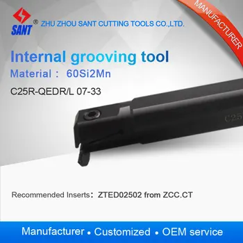 Zhuzhou SANT Vnútorné zapichovanie a sústruženie držiaka nástroja C25R-QEDL07-33/C25R-QEDR07-33 s vložkou ZTED02502-MG