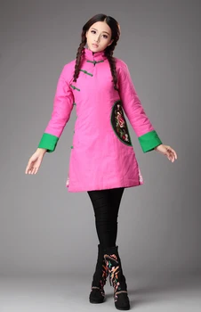 Zimné čínskom štýle retro šikmé klope žaba výšivky kabát shell slim bavlna čalúnená bunda bavlna-čalúnená oblečenie