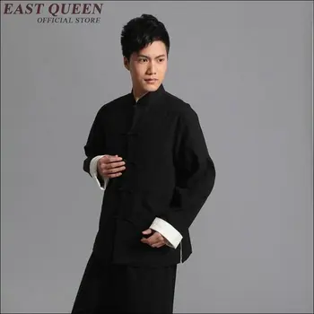 Zimné čínsky štýl, oblečenie farbou tkaniny kabát pre mužov Tradičné mandarin golier tang bunda AA1638z
