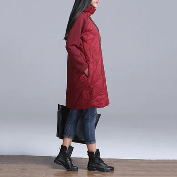 Zimné ženy nadol bunda 2017 módy nové Patchwork veľké veľkosti stredne dlhý Vysoký golier Zahusťovanie teplé ženské nadol bunda ll804
