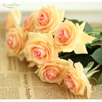 Zinmol 10 ks Umelé Kvety Hodvábneho Kvetu Ruže Kytice Skutočný Dotyk Kvety na Svadbu Home Party Dekorácie Stola Dekor