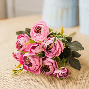Zinmol Umelý Kvet Ruže Kvet Hodvábnej Živé Európskej Elegantný Štýl Vintage Štýl, Kvet 9 hláv Domáce Dekorácie Stola Deco