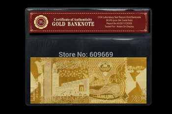 Zlato, Bankovky, Kuvajt 20 Dinár Papierové Peniaze Domáce Dekorácie a Zber Dary