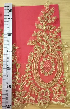 Zlato Kvetinová čipka orezávanie Vyšívané čipky výbava svadobné čipky látky trim svadobné dekorácie čipky 30 cm široká 5 metrov/veľa