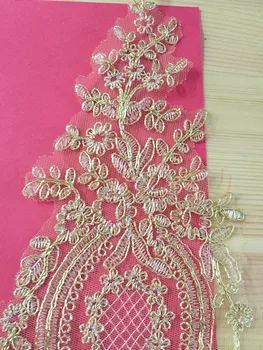 Zlato Kvetinová čipka orezávanie Vyšívané čipky výbava svadobné čipky látky trim svadobné dekorácie čipky 30 cm široká 5 metrov/veľa