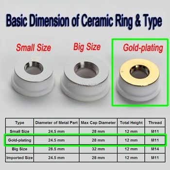 Zlato Povlak Keramický Krúžok Použité pre Optické Vlákna Laserový Rezací Stroj 24.5 X 28mm Precitec KT B2 CON pre najobľúbenejšie Stroj