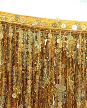 Zlato Sequined Zlata Fringe Strapec Čipky latinskej Šaty Macrame Orezávanie Hologram Samba Tanečné Oblečenie, Šitie, Čalúnenie 15 cm 14 Dvore/Veľa