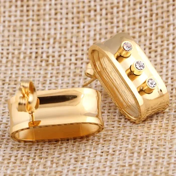 Zlatá farba 316L Nerezovej Ocele Crystal stud náušnice pre ženu