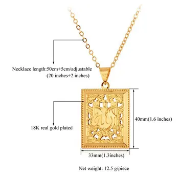 Zlatá Farba Choker Náhrdelník pánske Šperky Islamského Boha Prívesok Charms Moslimských Náboženských Šperky Pre Ženy MGC P337