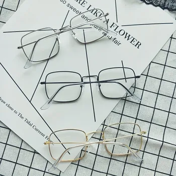 Zlaté kovové okuliare číre šošovky, rámy dámske Pánske Okuliare značky námestie blbecek rám okuliarov, optických muž žena unisex gafas