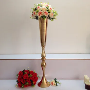 Zlaté svadobné kvetinové vázy 88 cm Vysoký