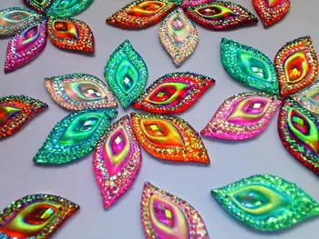 Zmiešané farby Kamienkami Šiť na crystal Eye navette tvar flatback 16*30 mm kamene živice drahé kamene pre šaty 80pcs/veľa