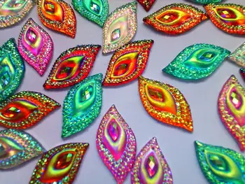 Zmiešané farby Kamienkami Šiť na crystal Eye navette tvar flatback 16*30 mm kamene živice drahé kamene pre šaty 80pcs/veľa