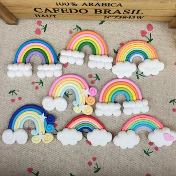 Zmiešaný Štýl Ploché Späť Hliny Cabochon Kawaii Miniatúrne Rainbow DIY Flatback Scrapbooking Príslušenstvo Embellishment Pre Telefón Prípade