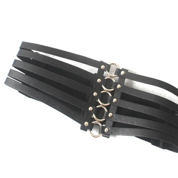 Značka desgin kožené široký pás Multi-layer duté kovový krúžok elastické pásy pre ženy šaty príslušenstvo