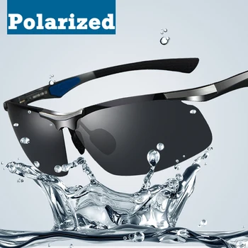 Značka Dizajnér Mužov Polarizované slnečné Okuliare TAC UV400 Okuliare hliníka, horčíka rám vodiča automobilu polarizované slnečné okuliare