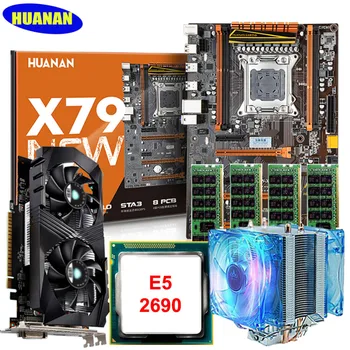 Značka HUANAN X79 deluxe herné základná doska set s chladičom CPU E5 2690 C2 RAM 64 G DDR3 1600MHz RECC GTX1050ti 4G DDR5 grafická karta