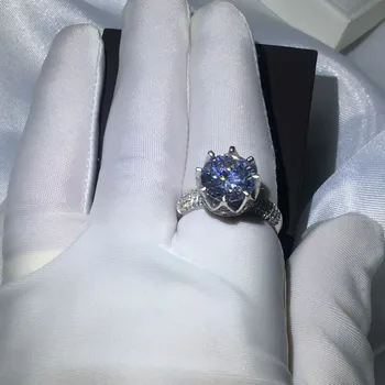 Značky Crown prsteň Zásnubný Svadobné Kapela Prstene pre ženy 5ct AAAAA zirkón cz Biele Zlato Vyplnené 925 Silver Žena Prst Šperky