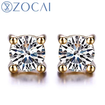 ZOCAI náušnice Pravý Diamant 0.18 CT Certifikované Diamond Stud Náušnice Reálne 18K Biele / Rose / Žlté Zlato Náušnice E00008