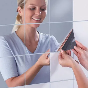 Zrkadlo Samolepky na Stenu Najnovší dizajn 0,1 MM štvorcové zrkadlo dekoratívne samolepiace fólie môžete upevniť na stenu nové módne 7Z