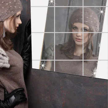 Zrkadlo Samolepky na Stenu Najnovší dizajn 0,1 MM štvorcové zrkadlo dekoratívne samolepiace fólie môžete upevniť na stenu nové módne 7Z