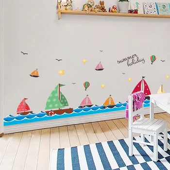 Zs Nálepky loď samolepky na stenu nepremokavé námorných nástenná maľba na stenu odtlačkový cartoon sea life pre deti izba čln