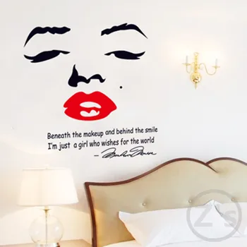 Zs Nálepky Marilyn Monroe stenu, nálepky kiss domáce dekorácie sex Pery obtlačok na spánok izba
