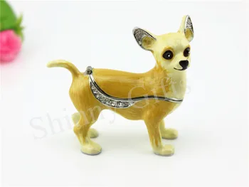 Zviera Trinket Box Cín Psa Trinket Box Pug Chihuahua Drahokam Šperky Box