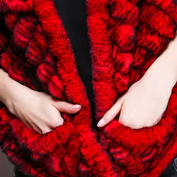 ZY87011 2017 Nové Prišiel Kvalitnú Módu Teplý Zimný Kabát Reálne Rex Králik Kožušiny Trávy Úrovni Cardigan Šatkou Ženy Pashmina