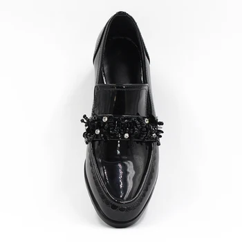 ZÁBAVA VILLE 2018 Jar Nové Módne Ženy bytov topánky Britský Štýl Oxford Originálne Kožené Topánky s nízkym podpätkom slip-on sexy dámy topánky