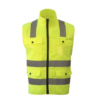 Záchranná Vesta Vysokej Viditeľnosti Reflexné Pásky Fluorescenčná žltá Vesta pracovné Odevy Multi vrecká Vonkajšie Bezpečnostné Pracovné Oblečenie, Topy