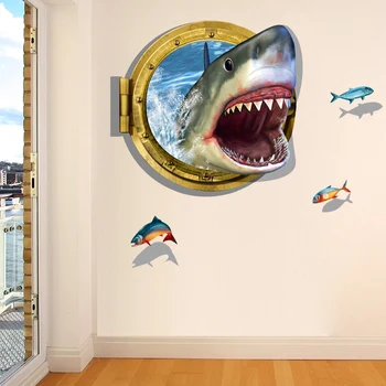 Zúrivého Žraloka 3D Stenové Nálepky, PVC Materiálu Moderné DIY Domáce Výzdoba Steny Umenia pre Deti Izby Obývacia Izba Dekoračné Nálepky