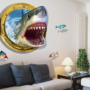 Zúrivého Žraloka 3D Stenové Nálepky, PVC Materiálu Moderné DIY Domáce Výzdoba Steny Umenia pre Deti Izby Obývacia Izba Dekoračné Nálepky