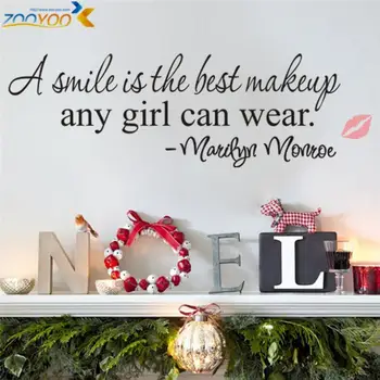 úsmev je najlepší make-up domova tvorivé stenu zooyoo8129 dekoratívne adesivo de parede vymeniteľné samolepiek na stenu,