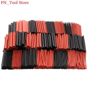 Červená a Čierna 428Pcs Multi Color Polyolefínov 2:1 Halogen-Free Teplom Zmraštiteľná Hadica Trubice Sortiment Sleeving Zábal Rúry
