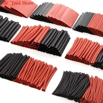 Červená a Čierna 428Pcs Multi Color Polyolefínov 2:1 Halogen-Free Teplom Zmraštiteľná Hadica Trubice Sortiment Sleeving Zábal Rúry