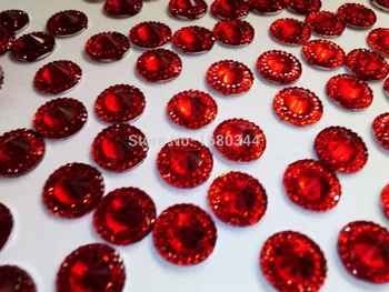 Červená farba crystal Šiť na crystal kolo 12 mm kamene, perly ručné šitie na šaty, topánky, taška 150pcs/veľa