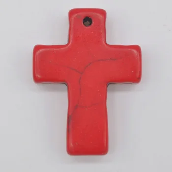 Červená Howlite Kríž GEM Prívesok Módne Šperky Voľné Perličiek S102