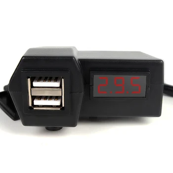 Červená LED Digitálny Displej Voltmeter Merač Napätia Monitor + Dual USB Zásuvky Napájania Pre Iphone, Ipad, Android GPS, Fotoaparát, Nabíjačku Zapojte