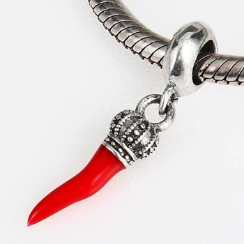 Červená Smalt Horn Visieť Charms Originálne Autentické 925 Sterling Silver Korálky hodí Pandora Prívesky náramky & Náhrdelníky