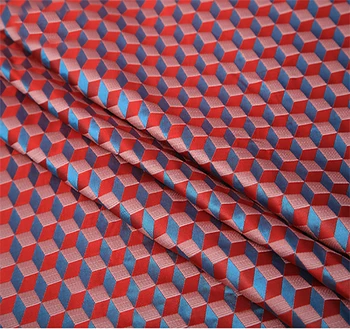 Červené Geometrické diamond Kovové štítky na Jacquardove Brocade, Textílie,3D žakárové farbená priadza, tkaniny,odevy, posteľná bielizeň,elegantná taška DIY o meter