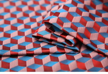 Červené Geometrické diamond Kovové štítky na Jacquardove Brocade, Textílie,3D žakárové farbená priadza, tkaniny,odevy, posteľná bielizeň,elegantná taška DIY o meter