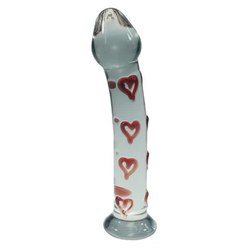 červené srdce veľké Pyrex penis sklenené dildo veľké krištáľovo análny zadok plug sexuálne hračky