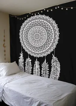 Čierne pozadie Geometrické symetria grafika gobelín populárne obývacie steny závesné dekoratívne gobelín pekné tkaniny tkaniny