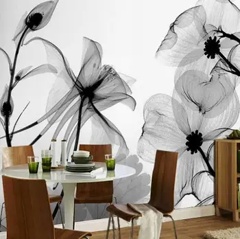 Čierny Biely kvet 3D Abstraktné Fotografie nástenná maľba krycí materiál na steny, Tapety, Maľby na Stenu Papier Rolka Stenu Spálne Dekor Vlastné Akejkoľvek Veľkosti