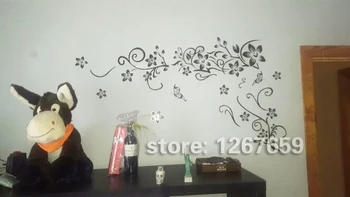 Čierny Kvet Viniča samolepky na Stenu domova veľké papierové kvety, obývacia izba, spálňa stenu decor nálepky na tapety