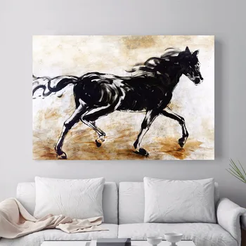 Čierny Kôň Atrament Umelecké Plátno Art Print Maľovanie Plagátu Obrazov Na Stenu Pre Obývacia Izba Domov Dekoratívne Spálňa Decor Č Rám